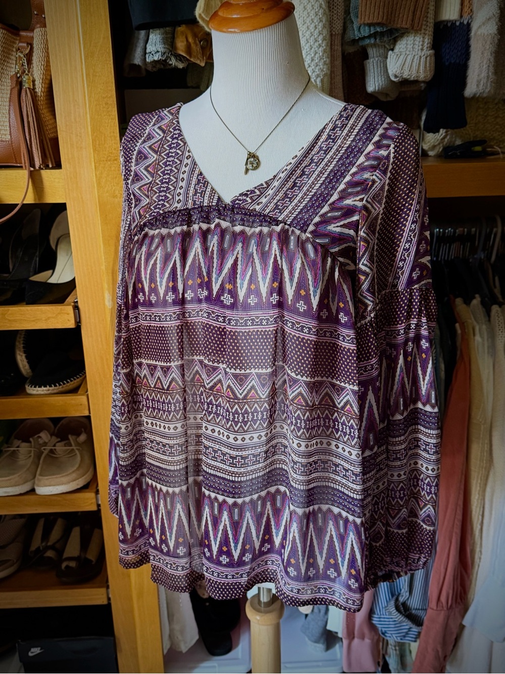 🎉5/$20🎉 HAYDEN Boho Patterned V-Neck Peasant Top - Purple